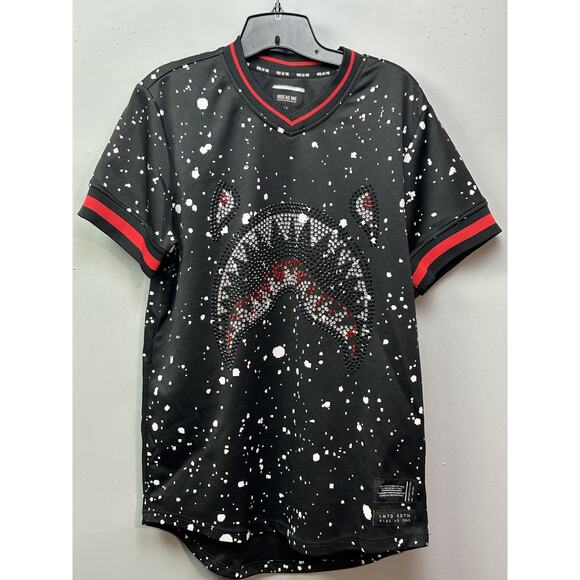 Rise As 1NE Shirt Mens Medium Black Red Splatter Limited Edition Studded Graphic - Picture 1 of 8